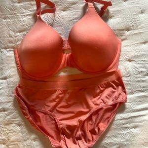 Matching bra and panty set. Size 36D and panty size M pretty peach color